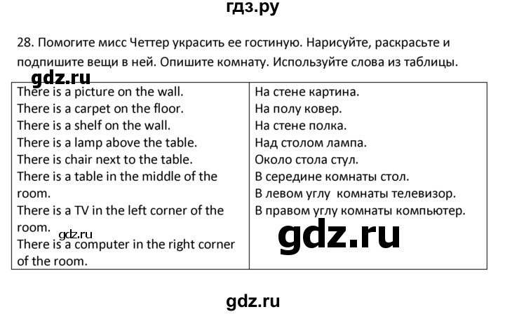 ГДЗ по английскому языку 4 класс  Биболетова Enjoy English  unit 2 / section 1-3 - 28, Решебник №1 2016