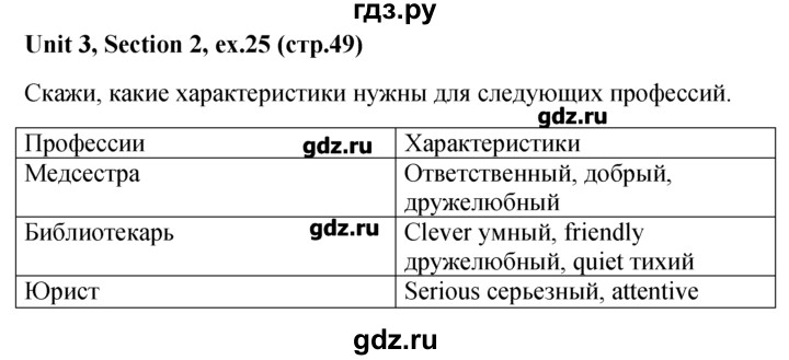 ГДЗ по английскому языку 5‐6 класс  Биболетова   unit 3 / section 1-3 - 25, Решебник №1