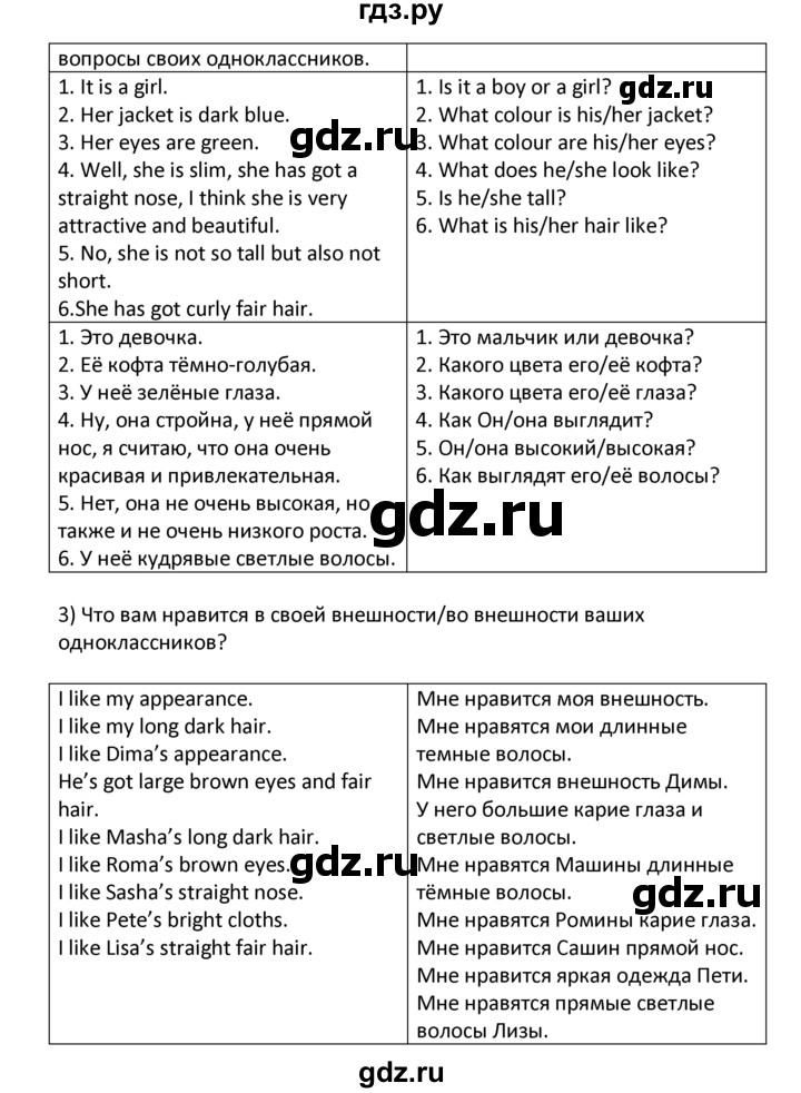 ГДЗ по английскому языку 6 класс  Кузовлев   unit 1 / lesson 1 - 3, Решебник к учебнику 2015
