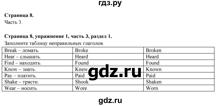 ГДЗ по английскому языку 7 класс  Биболетова Рабочая тетрадь с контрольными работами Enjoy English  страница - 8, Решебник 2016 №1