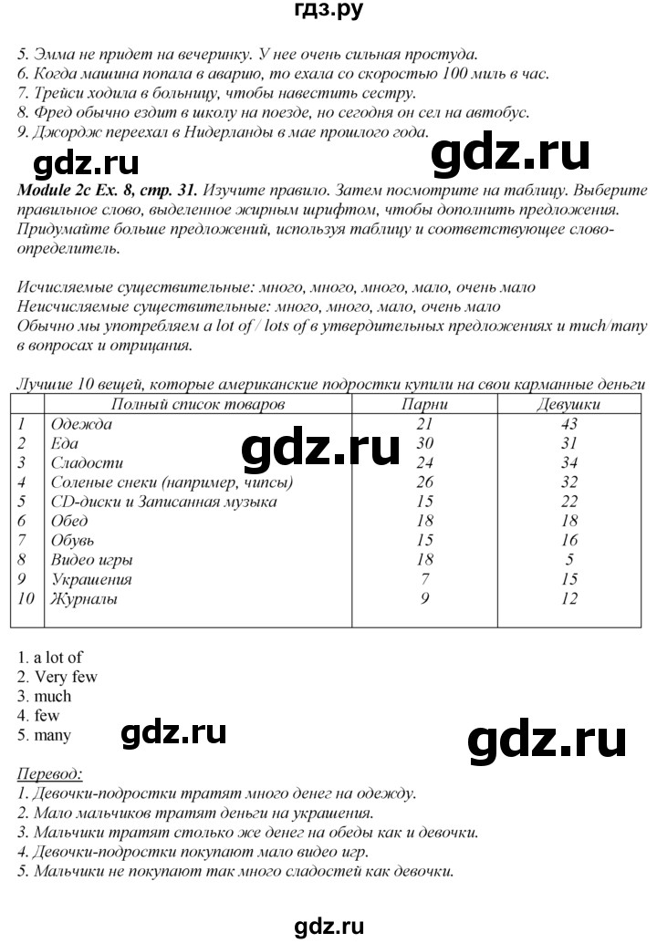 ГДЗ по английскому языку 8 класс Ваулина Spotlight  страница - 31, Решебник 2025
