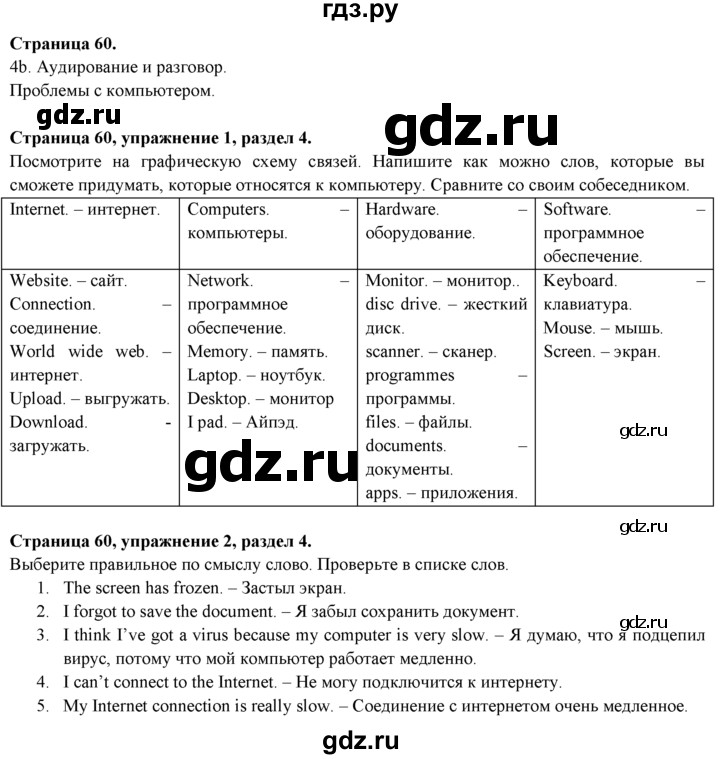 ГДЗ по английскому языку 9 класс Ваулина   страница - 60, Решебник 2015 №1