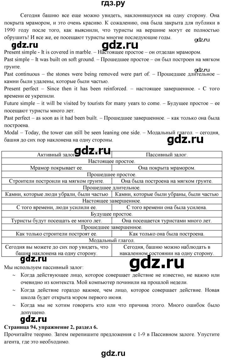 ГДЗ по английскому языку 9 класс Ваулина   страница - 94, Решебник 2015 №1