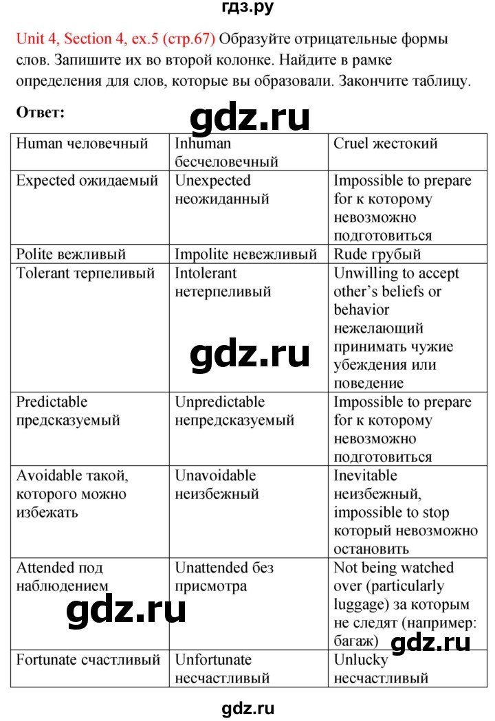 ГДЗ по английскому языку 10 класс Биболетова рабочая тетрадь Enjoy English  страница - 67, Решебник 2016