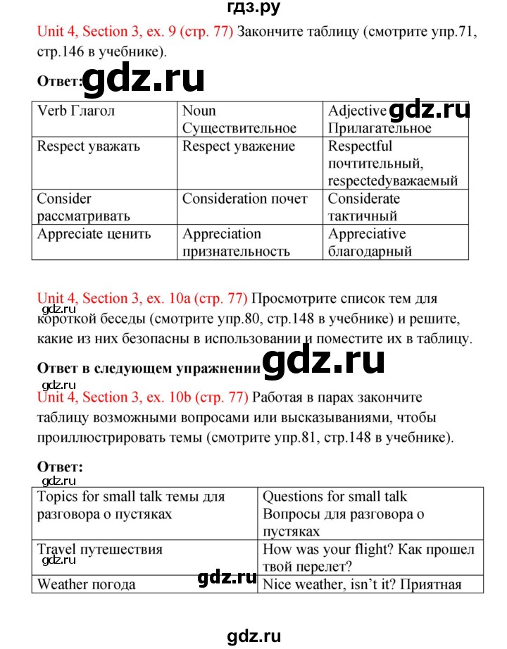 ГДЗ по английскому языку 10 класс Биболетова рабочая тетрадь Enjoy English  страница - 77, Решебник к тетради №1 2013