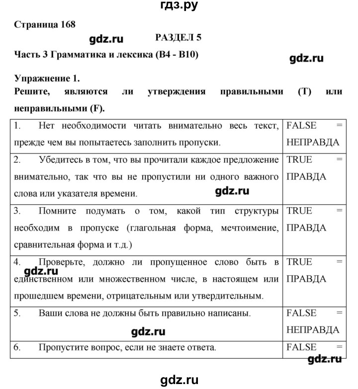 ГДЗ по английскому языку 11 класс Гроза New Millennium  страница - 168, Решебник №1