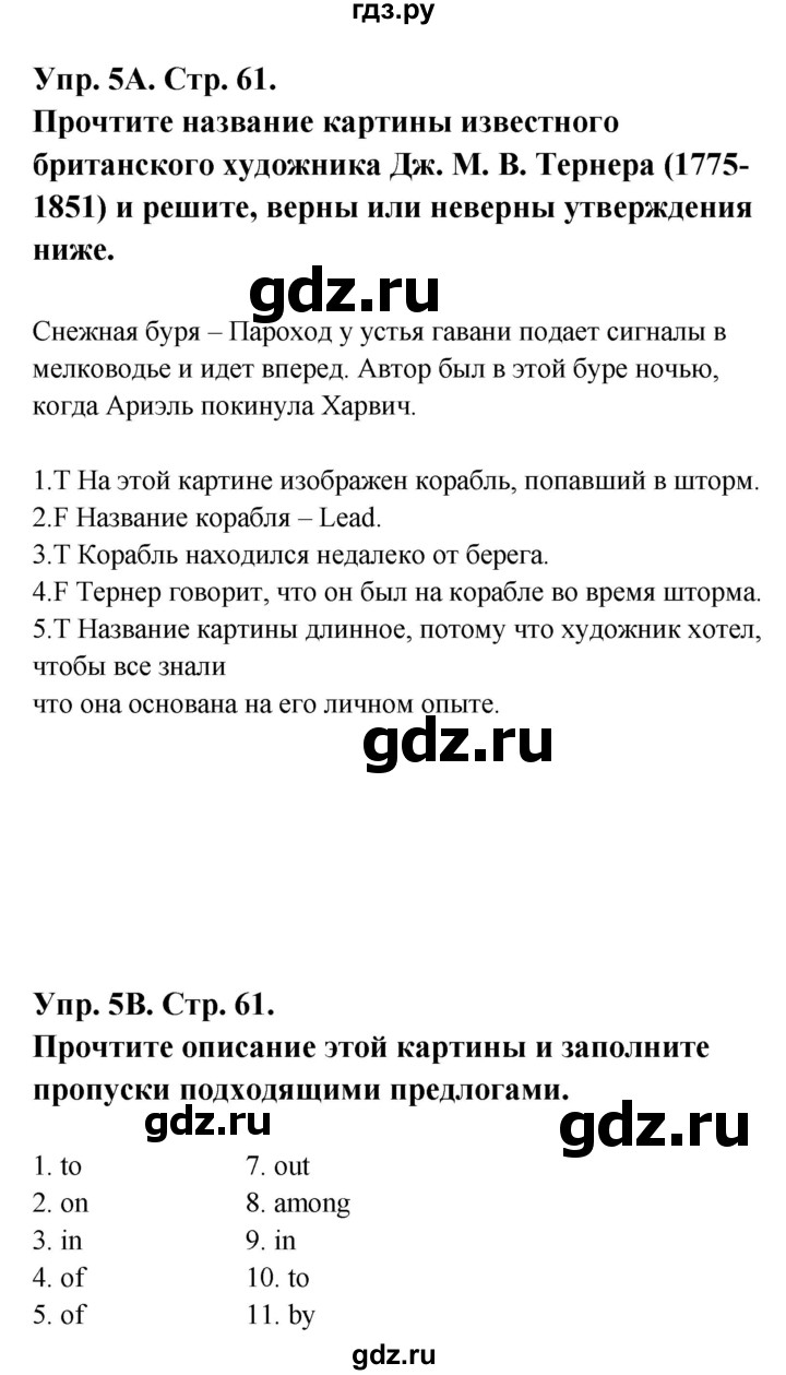 ГДЗ страница 61 английский язык 11 класс рабочая тетрадь New Millennium  Гроза, Дворецкая