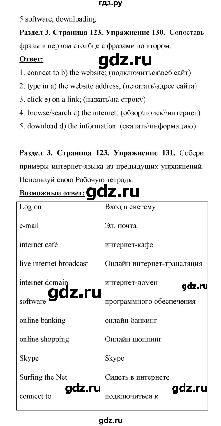 ГДЗ по английскому языку 11 класс Биболетова Enjoy English  страница - 123, Решебник 2017