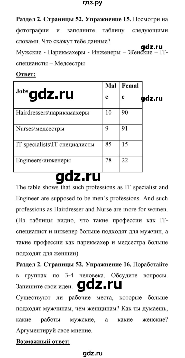 ГДЗ по английскому языку 11 класс Биболетова Enjoy English  страница - 52, Решебник 2017