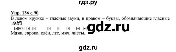 ГДЗ по русскому языку 2 класс  Канакина   часть 1 / упражнение - 136, Решебник №1 к учебнику 2015