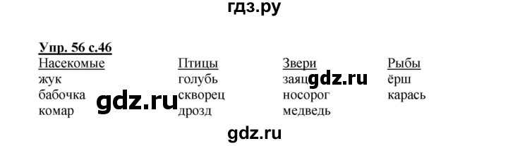 ГДЗ по русскому языку 2 класс  Канакина   часть 1 / упражнение - 56, Решебник №1 к учебнику 2015