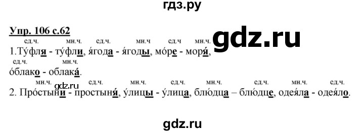 ГДЗ по русскому языку 2 класс  Канакина   часть 2 / упражнение - 106, Решебник №1 к учебнику 2015