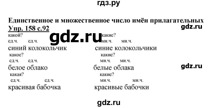 ГДЗ по русскому языку 2 класс  Канакина   часть 2 / упражнение - 158, Решебник №1 к учебнику 2015