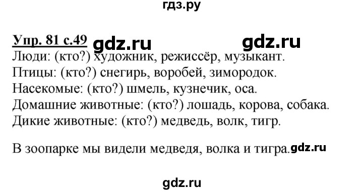 ГДЗ по русскому языку 2 класс  Канакина   часть 2 / упражнение - 81, Решебник №1 к учебнику 2015