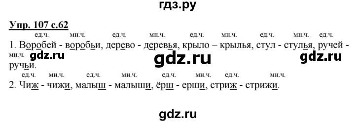 ГДЗ по русскому языку 2 класс  Канакина   часть 2 / упражнение - 107, Решебник 2015 №1