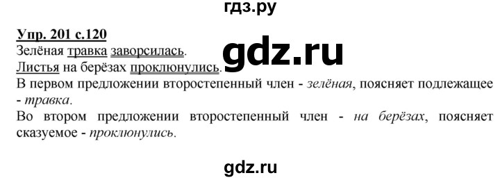 ГДЗ по русскому языку 2 класс  Канакина   часть 2 / упражнение - 201, Решебник 2015 №1