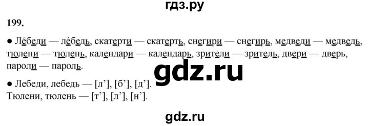 ГДЗ по русскому языку 2 класс Канакина, Горецкий часть 1 - ответ на номер 199, Решебник 2025