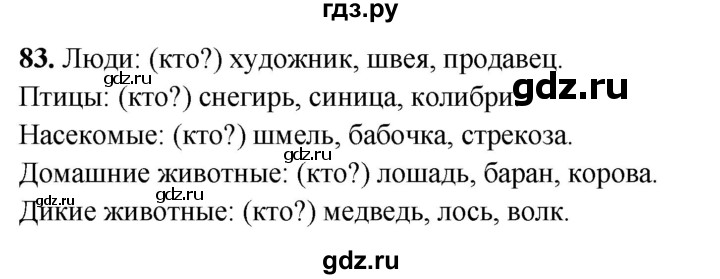 ГДЗ по русскому языку 2 класс Канакина, Горецкий часть 2 - ответ на номер 83, Решебник 2025