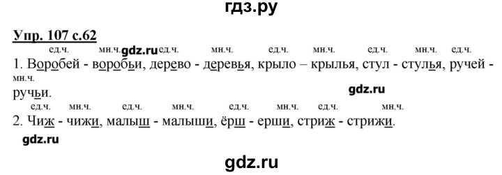 ГДЗ по русскому языку 2 класс  Канакина   часть №2 / номер - 107, Решебник №1