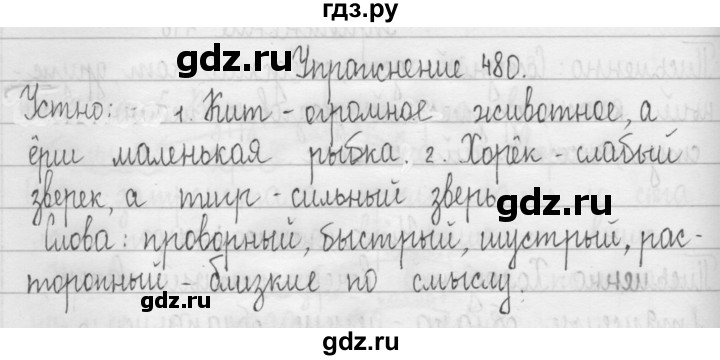 ГДЗ по русскому языку 3 класс  Рамзаева   упражнение - 480, Решебник 2016
