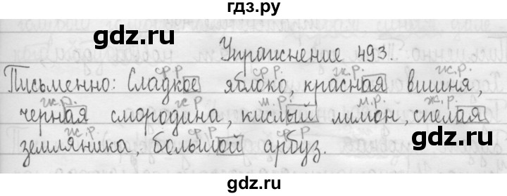 ГДЗ по русскому языку 3 класс  Рамзаева   упражнение - 493, Решебник 2016