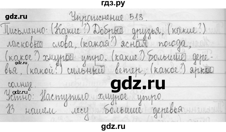 ГДЗ по русскому языку 3 класс  Рамзаева   упражнение - 513, Решебник 2016