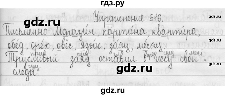 ГДЗ по русскому языку 3 класс  Рамзаева   упражнение - 516, Решебник 2016