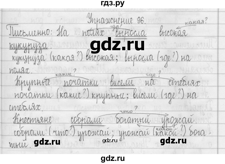 ГДЗ по русскому языку 3 класс  Рамзаева   упражнение - 96, Решебник 2016