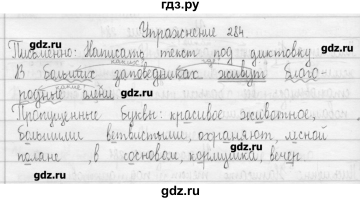 ГДЗ по русскому языку 3 класс  Рамзаева   упражнение - 284, Решебник