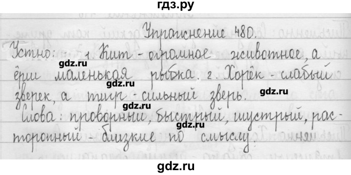 ГДЗ по русскому языку 3 класс  Рамзаева   упражнение - 480, Решебник