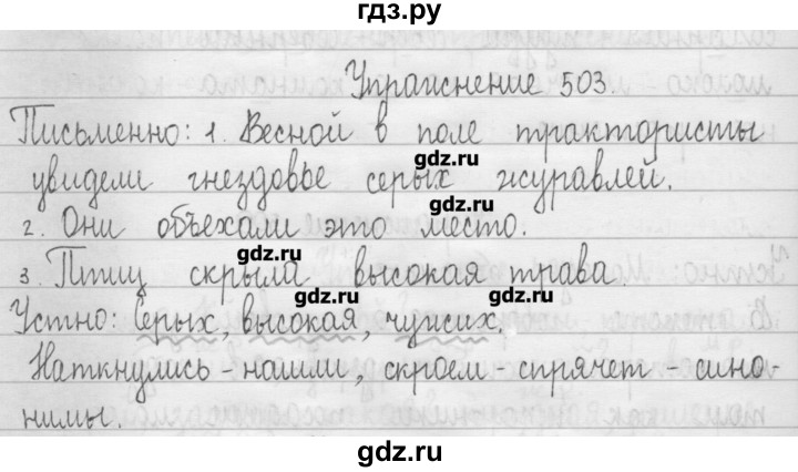 ГДЗ по русскому языку 3 класс  Рамзаева   упражнение - 503, Решебник