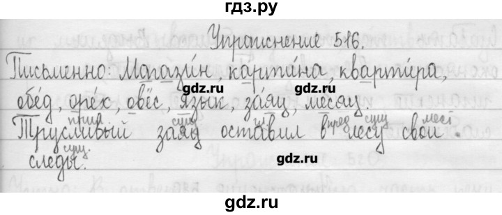 ГДЗ по русскому языку 3 класс  Рамзаева   упражнение - 516, Решебник