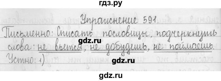 ГДЗ по русскому языку 3 класс  Рамзаева   упражнение - 591, Решебник