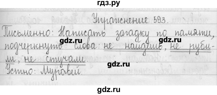ГДЗ по русскому языку 3 класс  Рамзаева   упражнение - 593, Решебник