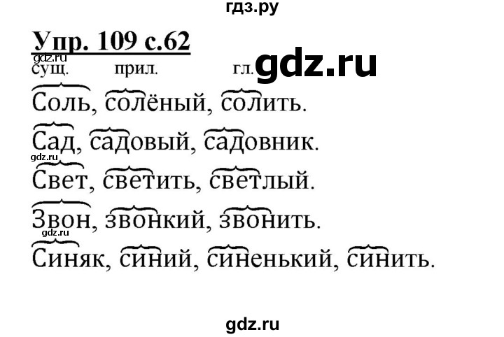 ГДЗ по русскому языку 3 класс  Канакина   часть 1 / упражнение - 109, Решебник 2015 №1