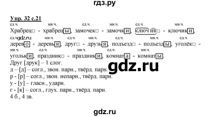 ГДЗ по русскому языку 3 класс  Канакина   часть 2 / упражнение - 32, Решебник 2015 №1