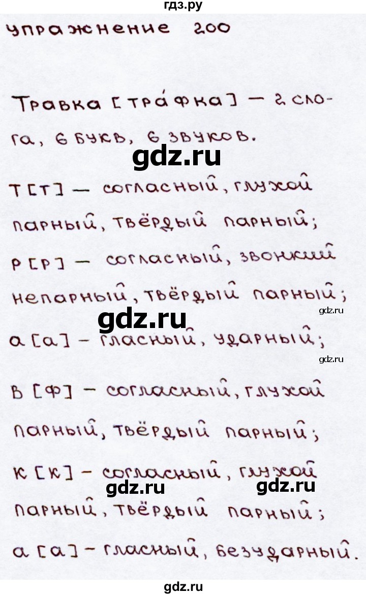 ГДЗ часть 2 / упражнение 200 русский язык 3 класс Канакина, Горецкий