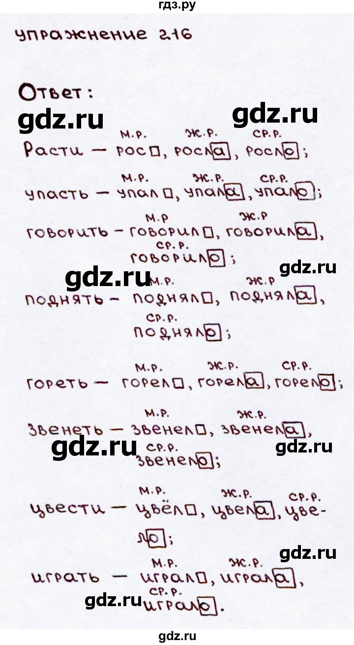 ГДЗ по русскому языку 3 класс  Канакина   часть 2 / упражнение - 216, Решебник 2015 №3