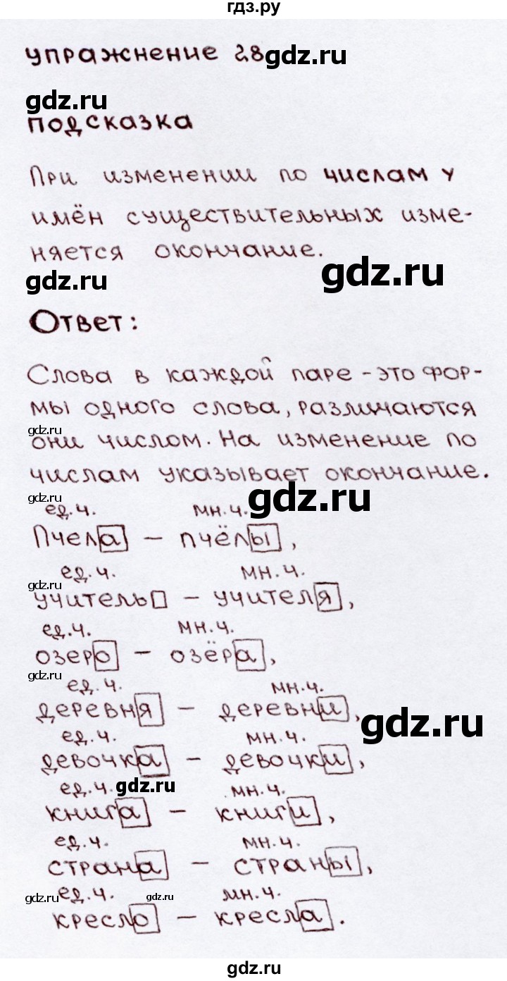 ГДЗ по русскому языку 3 класс  Канакина   часть 2 / упражнение - 28, Решебник 2015 №3