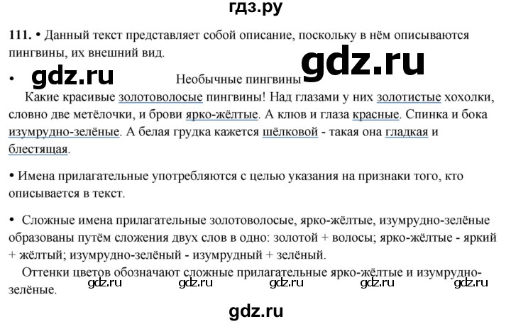 ГДЗ по русскому языку 3 класс  Канакина   часть 2 / упражнение - 111, Решебник 2025