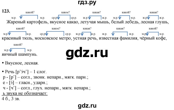 ГДЗ по русскому языку 3 класс  Канакина   часть 2 / упражнение - 123, Решебник 2025