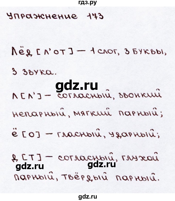 ГДЗ по русскому языку 3 класс Канакина, Горецкий часть 2 - ответ на номер 173, Решебник 2015 №3