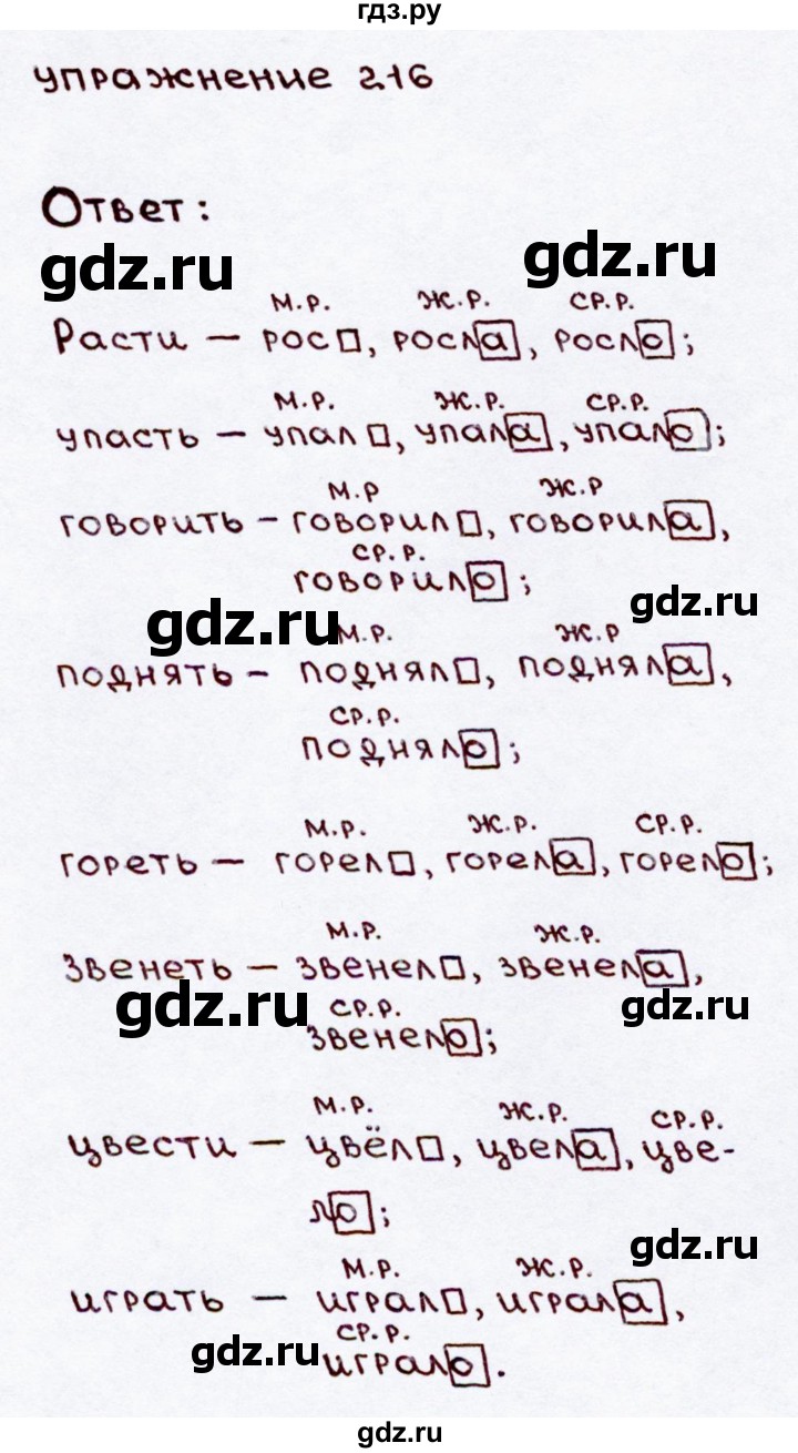 ГДЗ по русскому языку 3 класс Канакина, Горецкий часть 2 - ответ на номер 216, Решебник 2015 №3