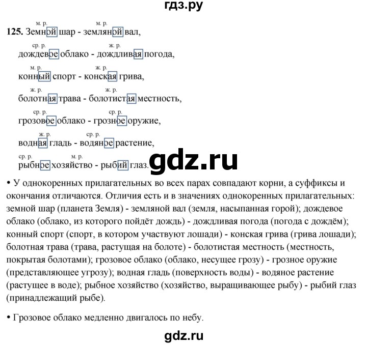 ГДЗ по русскому языку 3 класс Канакина, Горецкий часть 2 - ответ на номер 125, Решебник 2025