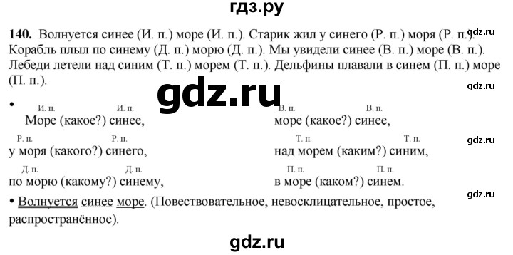 ГДЗ по русскому языку 3 класс Канакина, Горецкий часть 2 - ответ на номер 140, Решебник 2025
