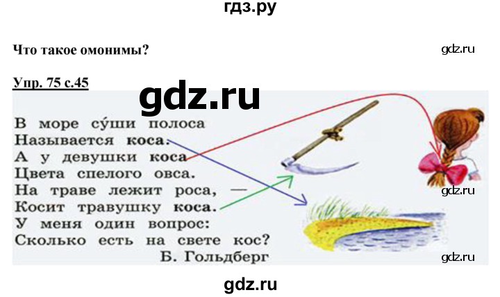 ГДЗ по русскому языку 3 класс Канакина, Горецкий часть 1 - ответ на номер 75, Решебник 2015 №1