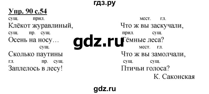 ГДЗ по русскому языку 3 класс Канакина, Горецкий часть 1 - ответ на номер 90, Решебник 2015 №1
