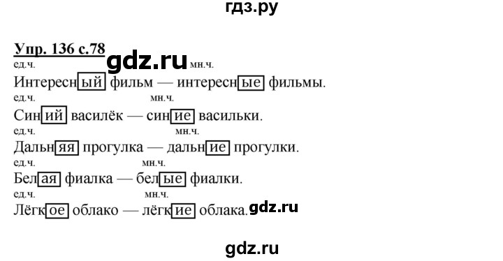 ГДЗ по русскому языку 3 класс Канакина, Горецкий часть 2 - ответ на номер 136, Решебник 2015 №1