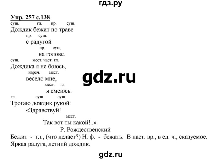 ГДЗ по русскому языку 3 класс Канакина, Горецкий часть 2 - ответ на номер 257, Решебник 2015 №1