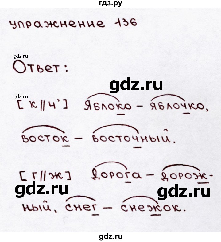 ГДЗ по русскому языку 3 класс Канакина, Горецкий часть 1 - ответ на номер 136, Решебник 2015 №3